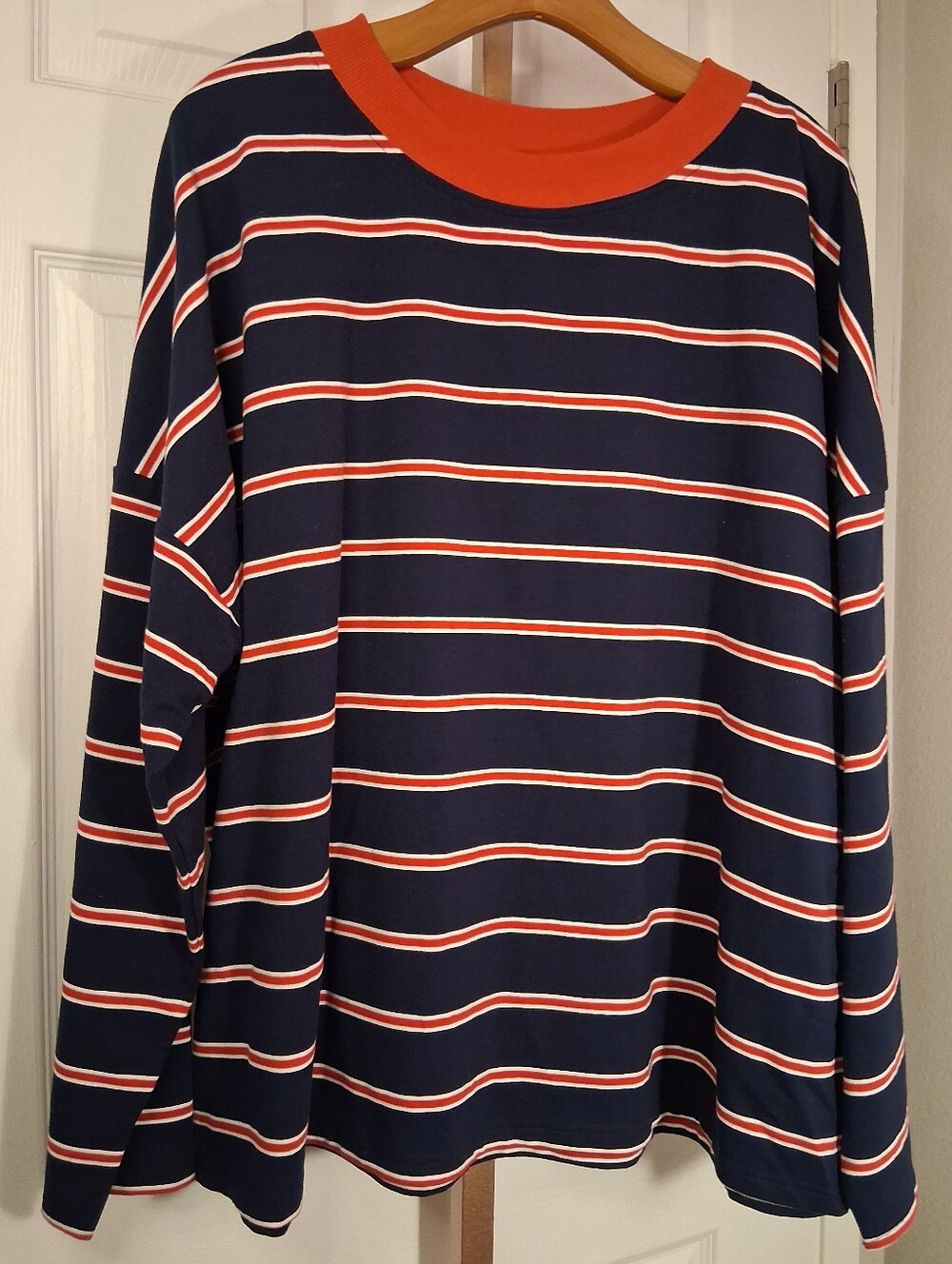 NWT Abound Red And Navy Striped Long Sleeve 2X